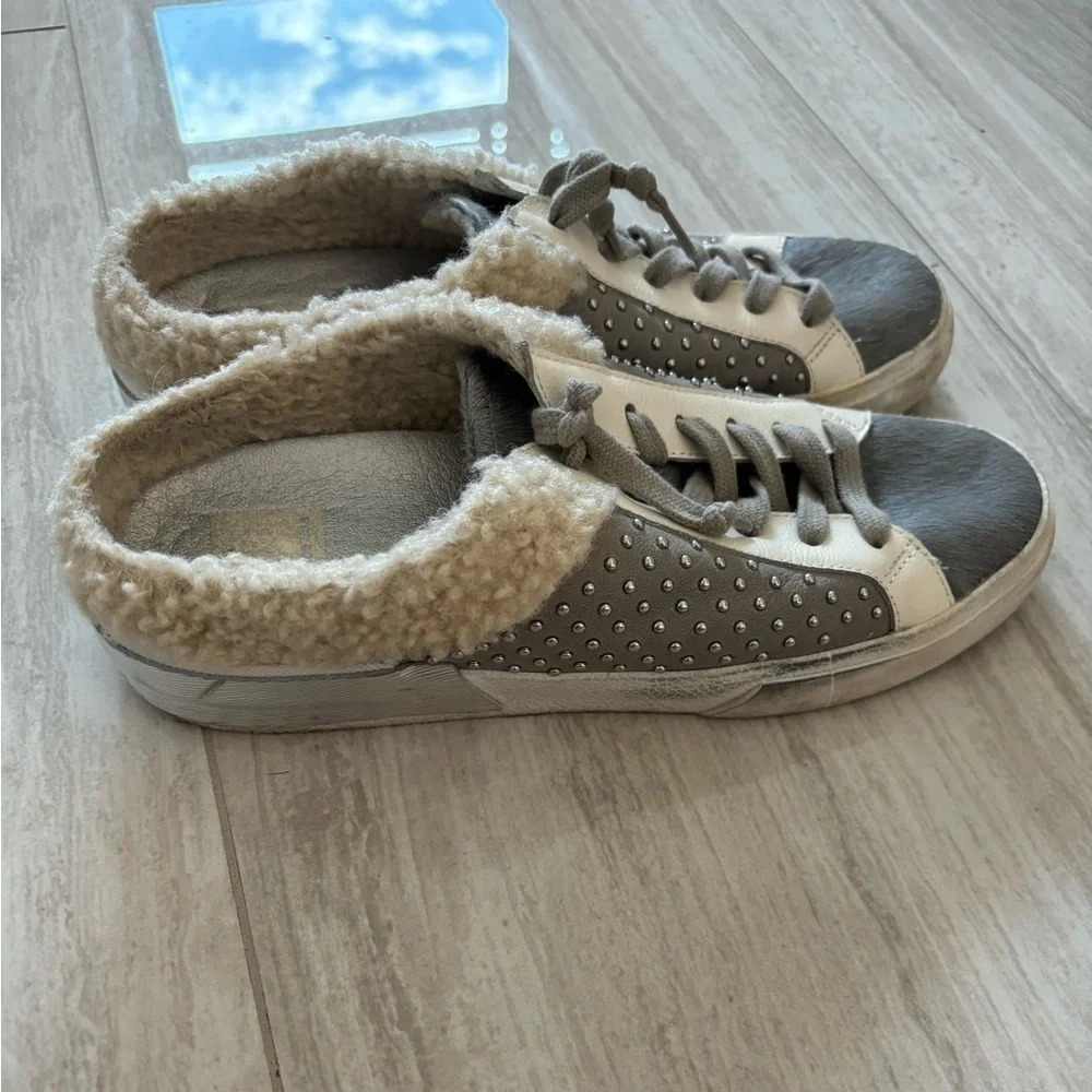 Dolce Vita Women’s Zeta Plush Slip On Sneaker Studded Gray Cream Size 7 - Picture 7 of 7